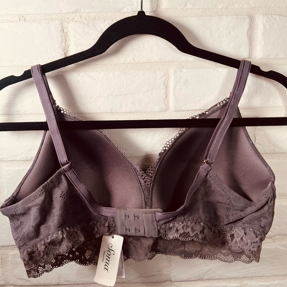 NWT Soma Signature Lace Longline Wireless Lined Bralette L Excalibur Grey #0466 - Picture 2 of 15